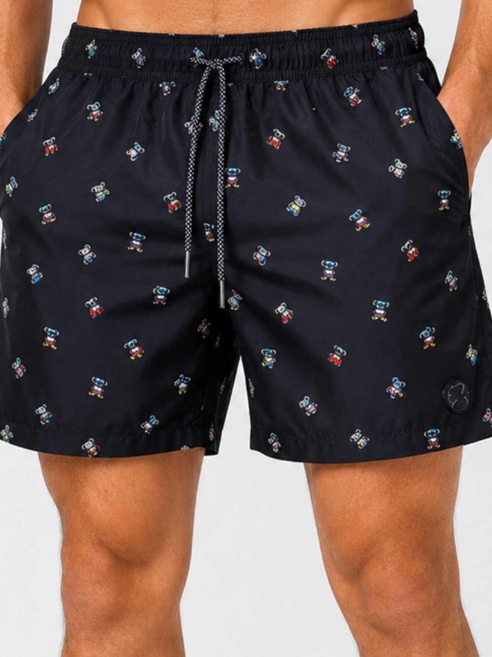 Kuwalla Tee Koala Print Swim Trunks Men's XL Black Mesh Lined Drawstring Shorts